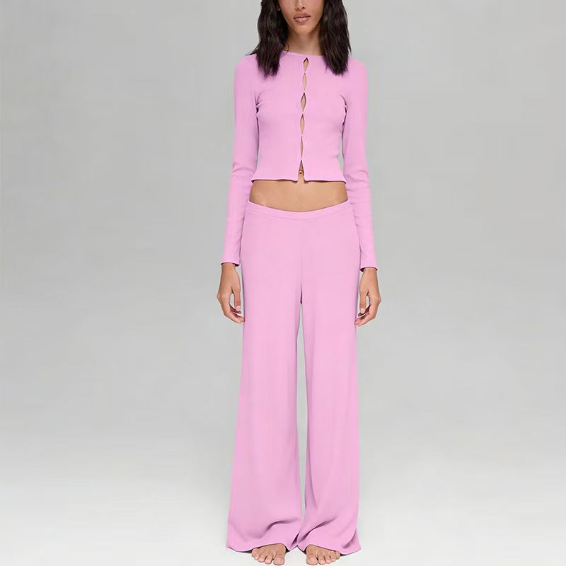 T588-1137 Wide leg pants breathable upper suit with a hanging and casual feel