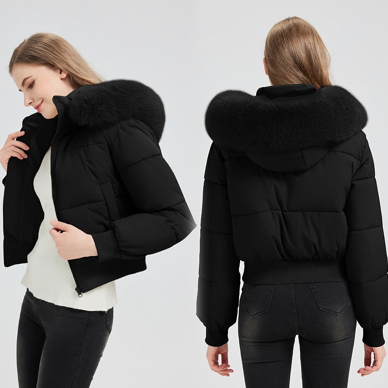 T588-739 Winter women's coat with large fur collar for warmth
