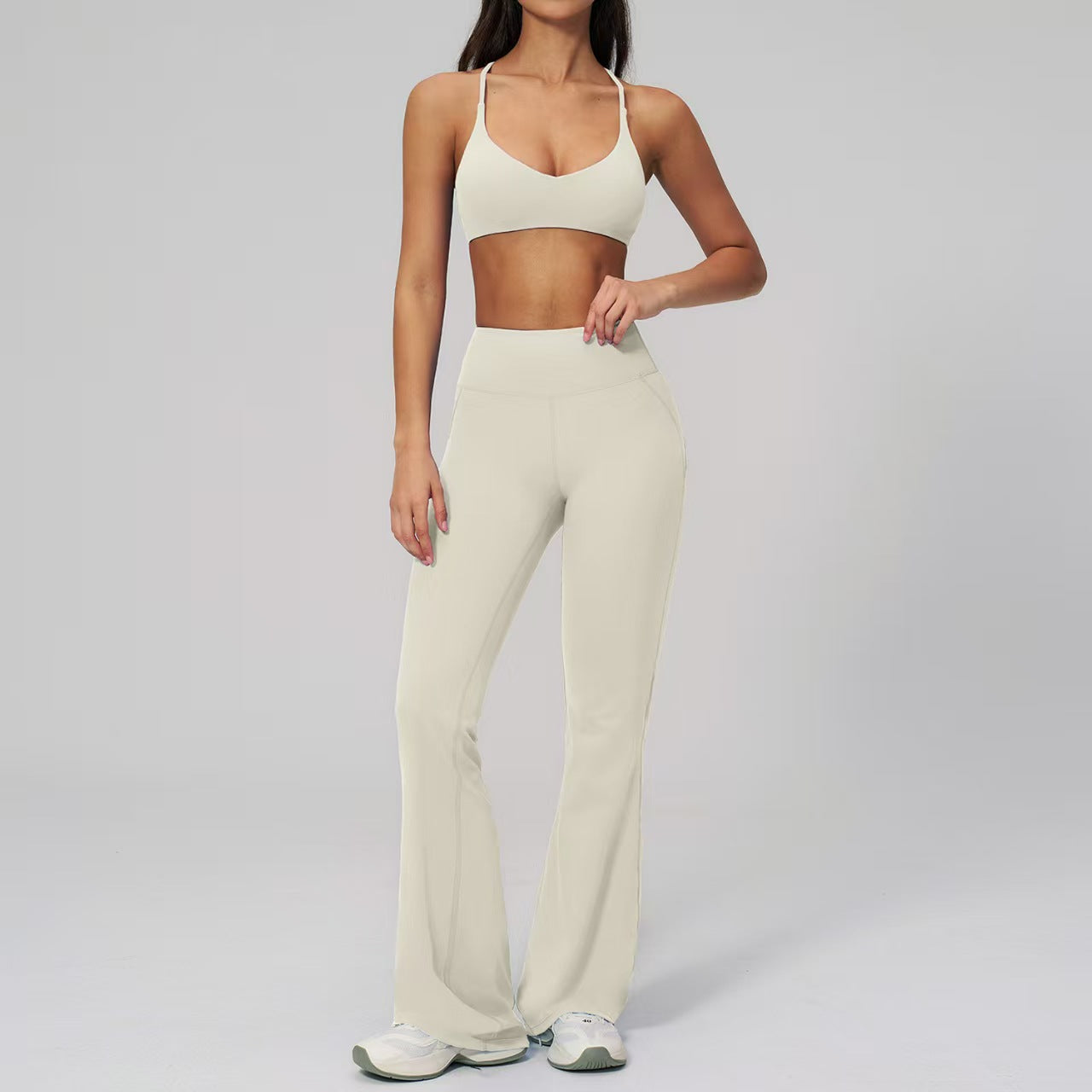 T588-1146 Backless yoga suit set, neck hanging tight quick drying sportswear