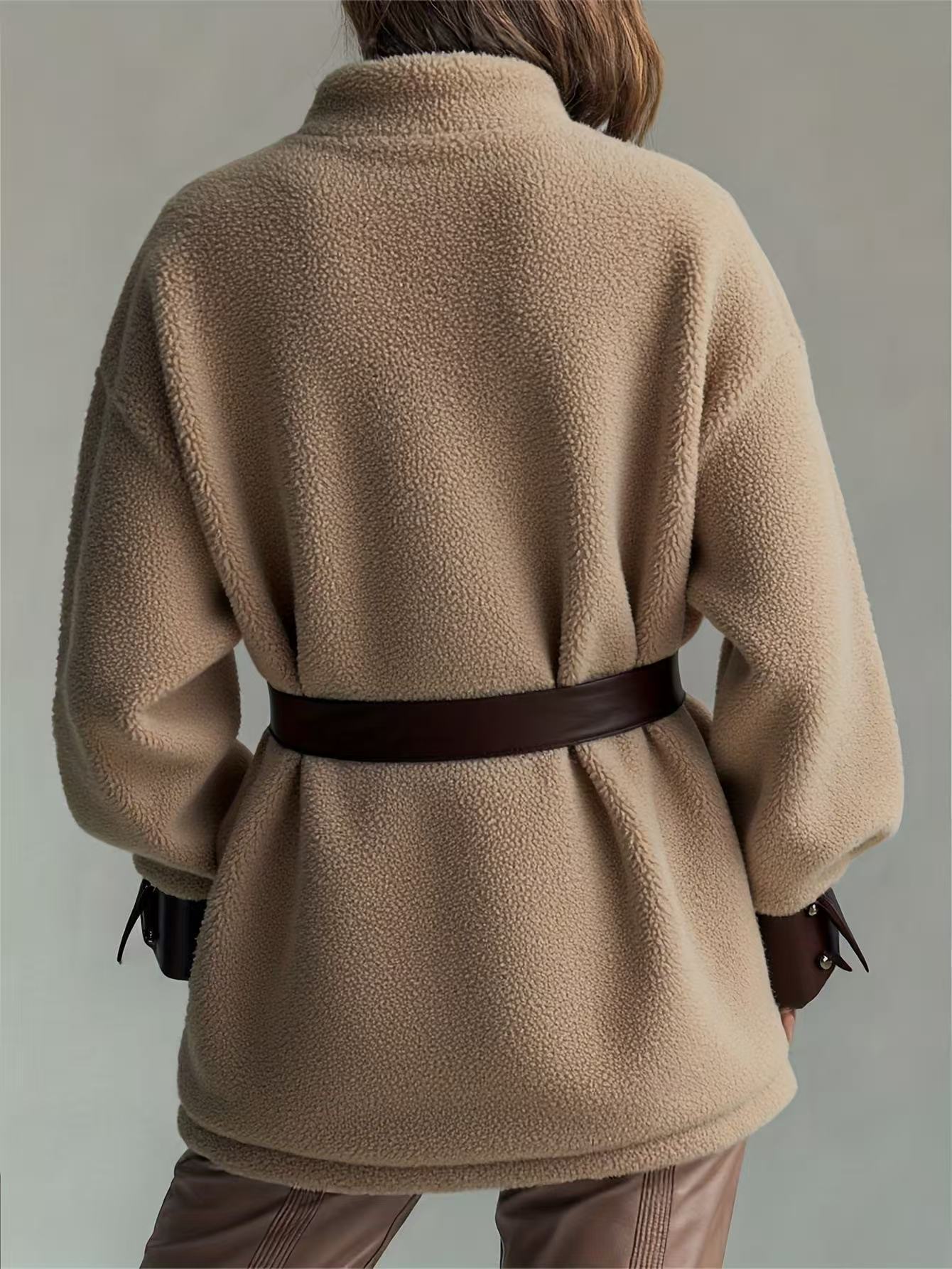 T588-828 Plush coat medium long women's clothing