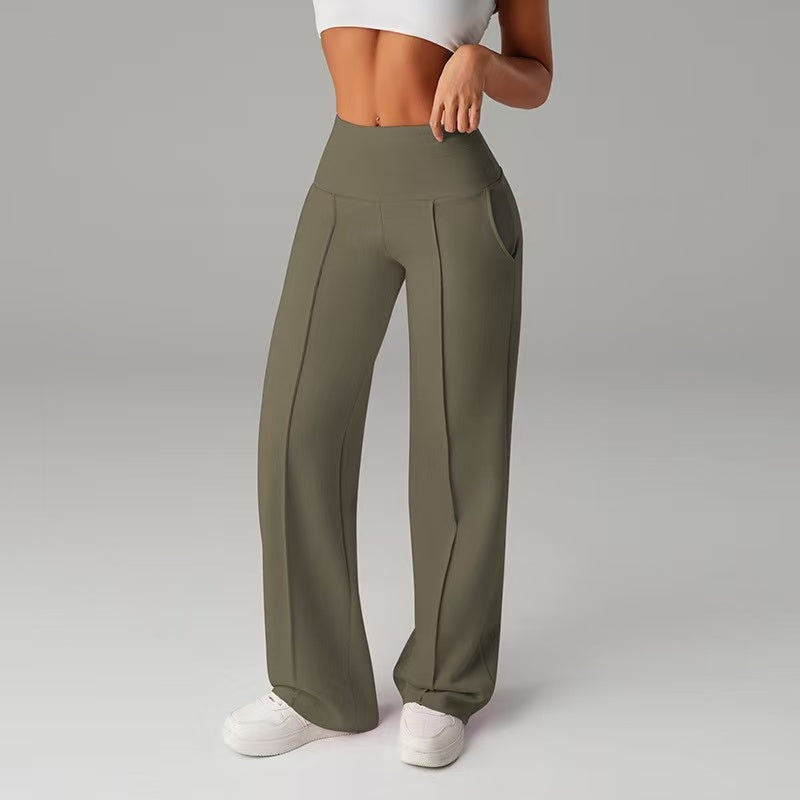 Drawstring tied solid color casual pants  E1270