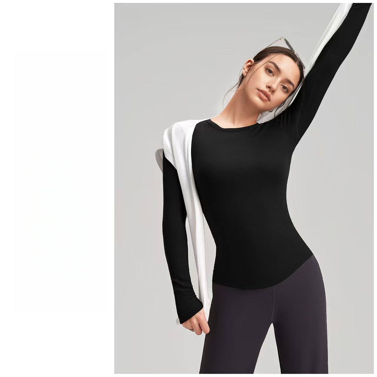 T588-1080 Yoga fitness clothing, long sleeves, slim fit, outdoor