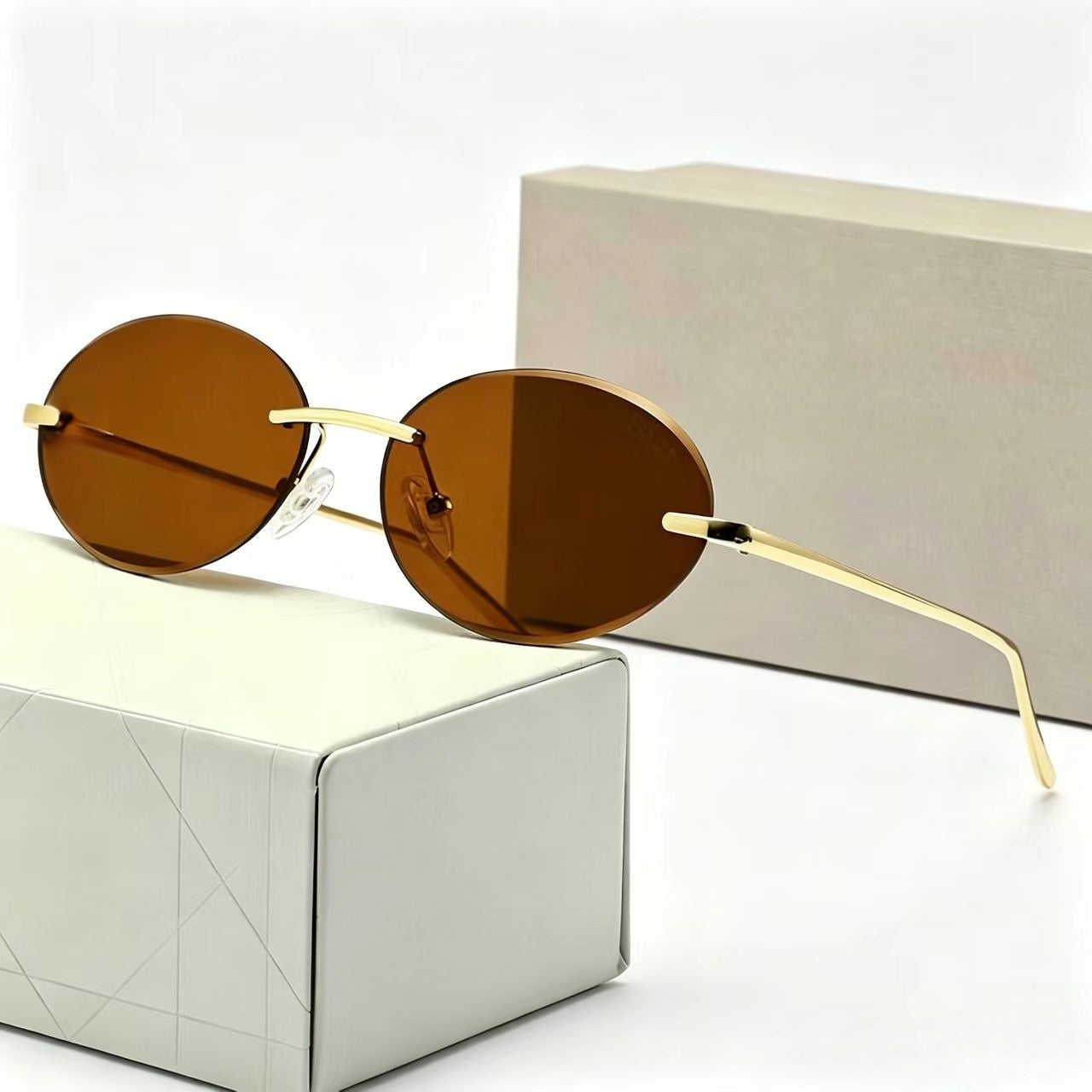 T588-1173 Circular frameless blackout sunglasses