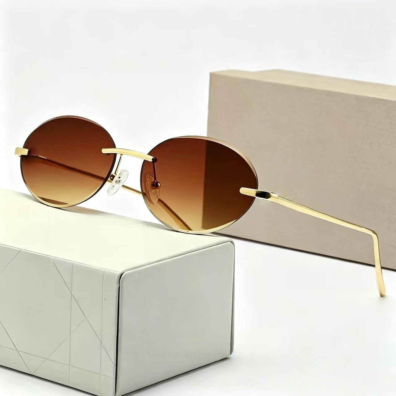 T588-1173 Circular frameless blackout sunglasses