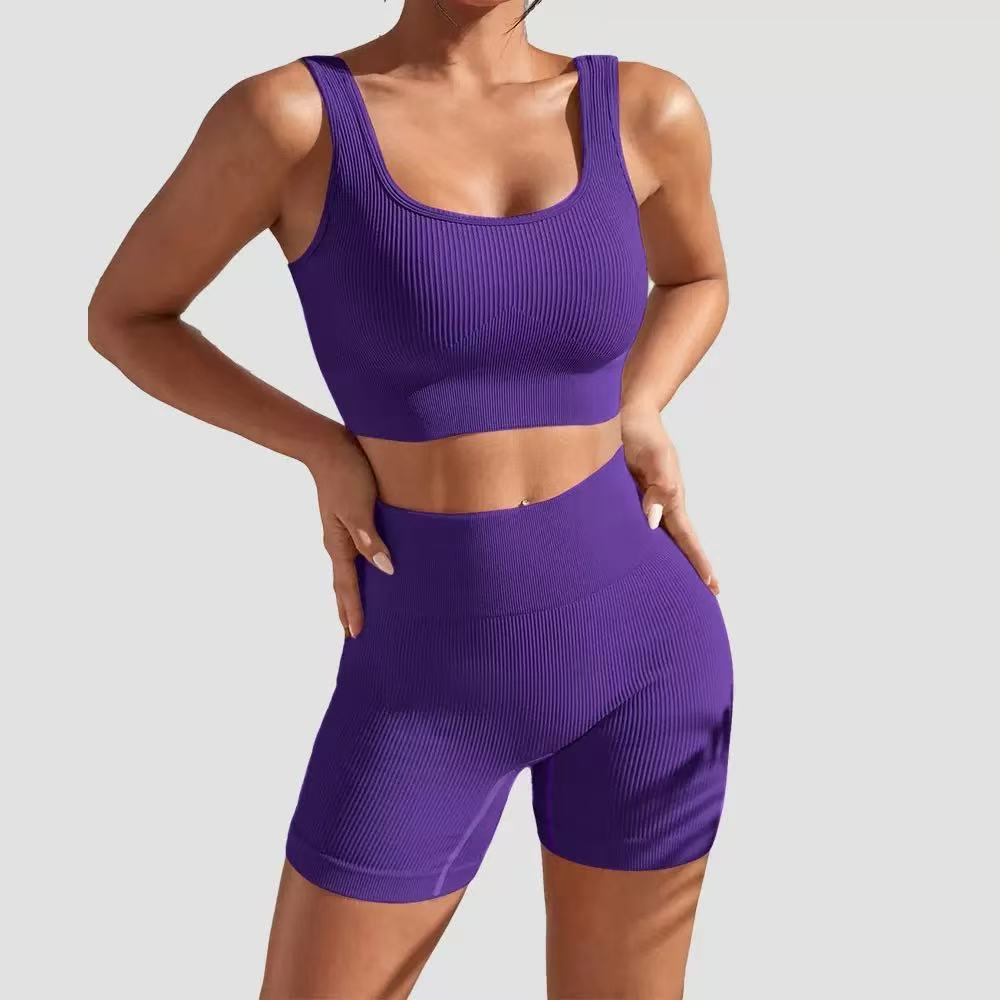 T588-976  Colorful shorts vest set yoga set