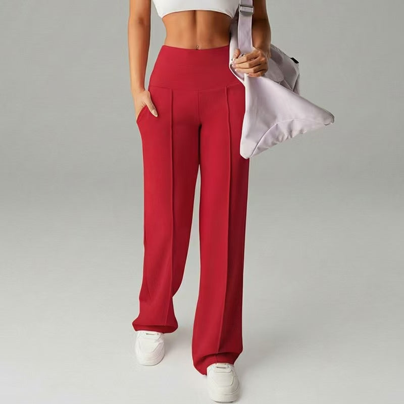 Drawstring tied solid color casual pants  E1270