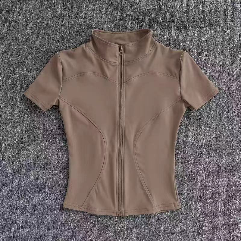 T588-1087 Yoga jacket, tight fitting running sports top, short sleeved