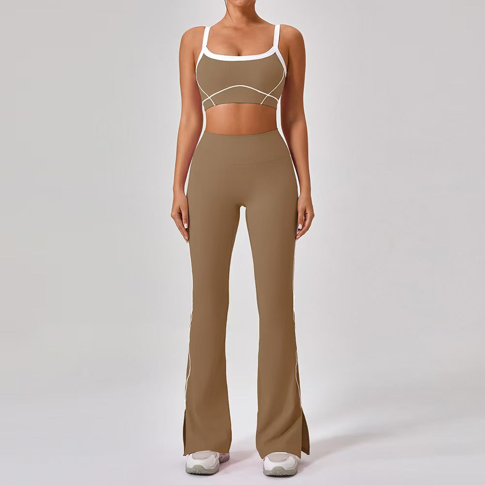 T588-214  Shoulder straps, contrasting colors, pants, shorts, yoga clothes, camisoles, fitness clothes