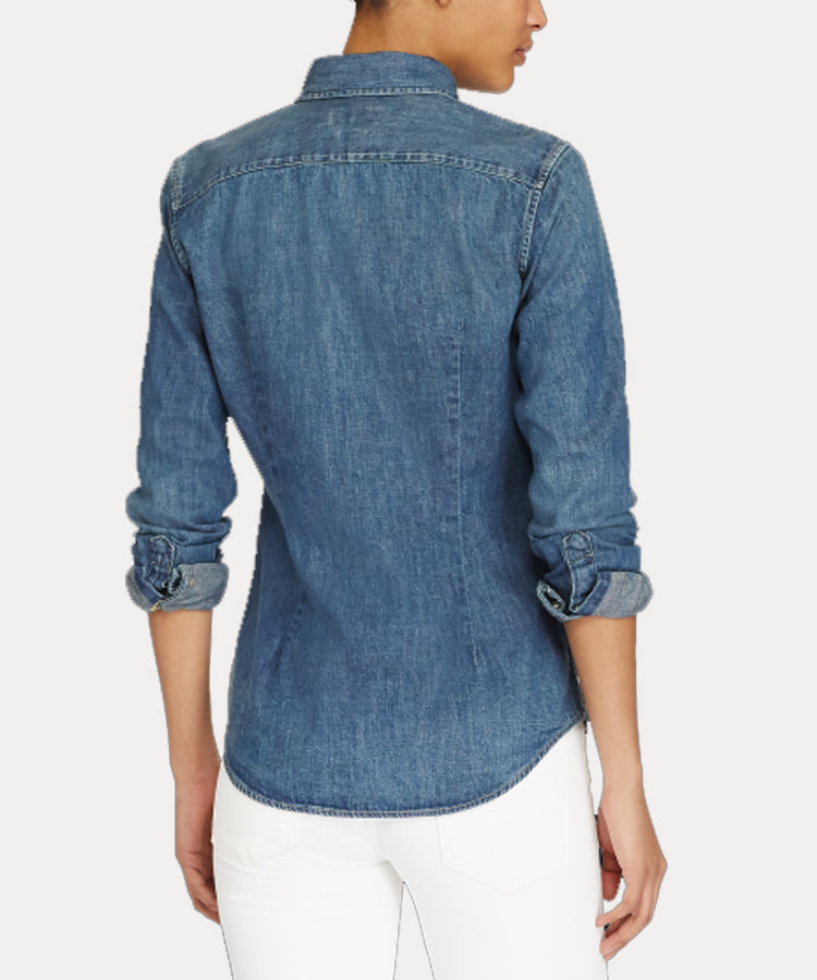 Long sleeved washed denim shirt, casual slim fit jacket  E1289