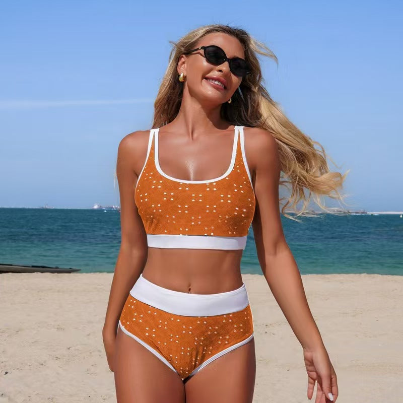 T588-1125   Split swimsuit bikini hole fabric