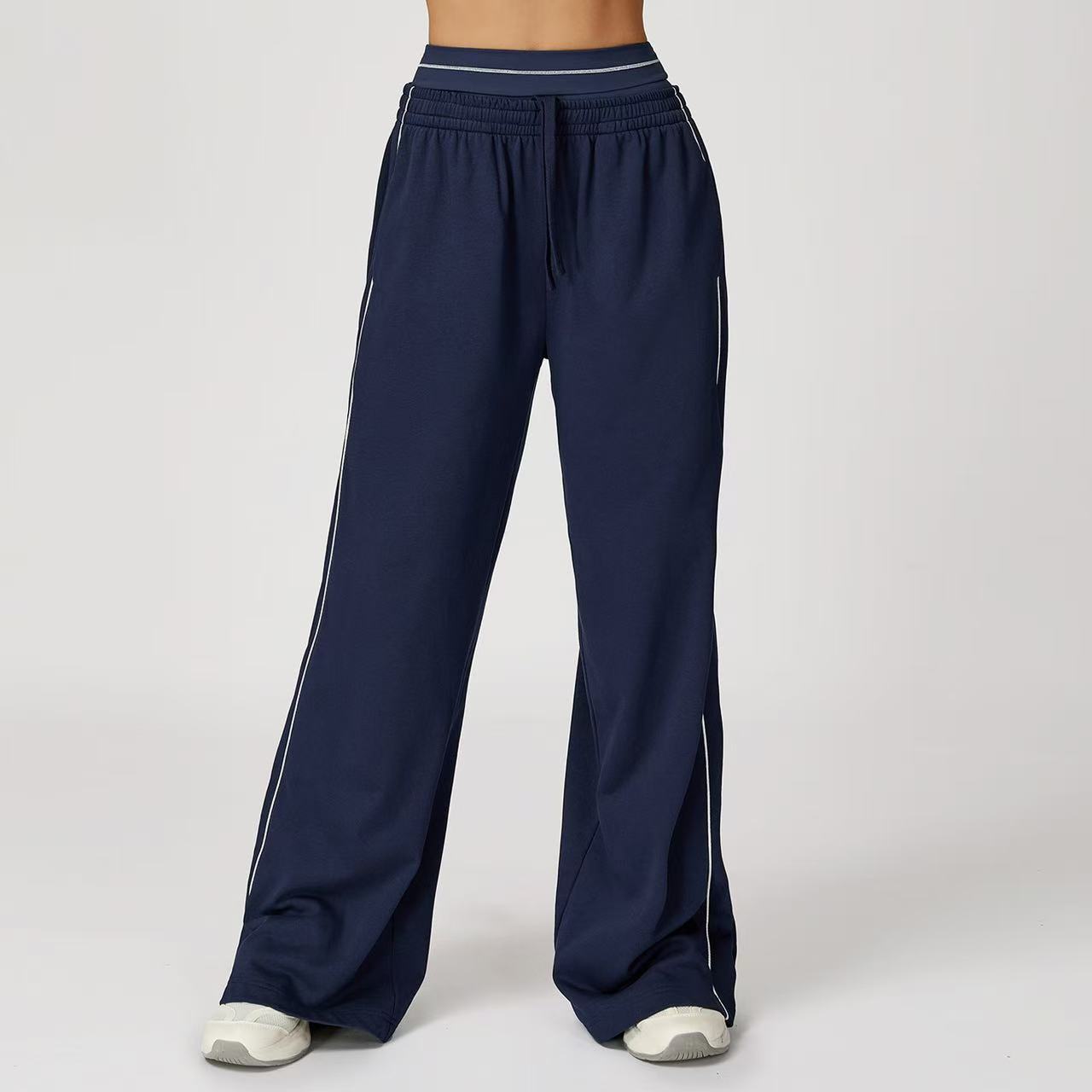 T588-901 High waisted straight leg sweatpants for outdoor casual wear