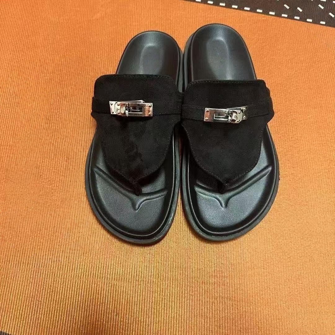 T588-1249 Clip on slippers, retro casual sandals for wearing outside
