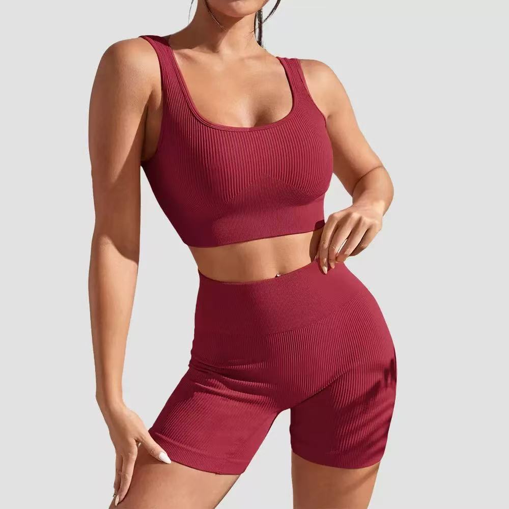 T588-976  Colorful shorts vest set yoga set