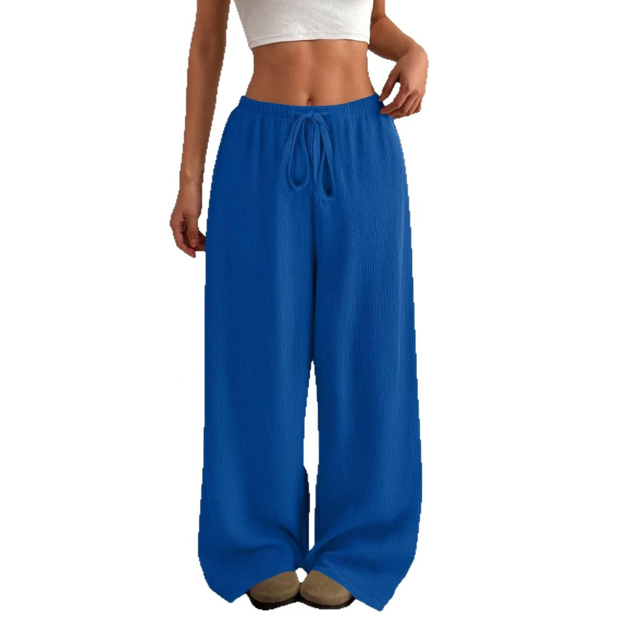 Drawstring tied solid color loose casual pants  E1269