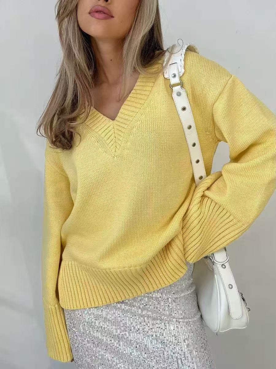 T588-740   Fashion women's tops, colored sweaters, knitted for autumn and winter